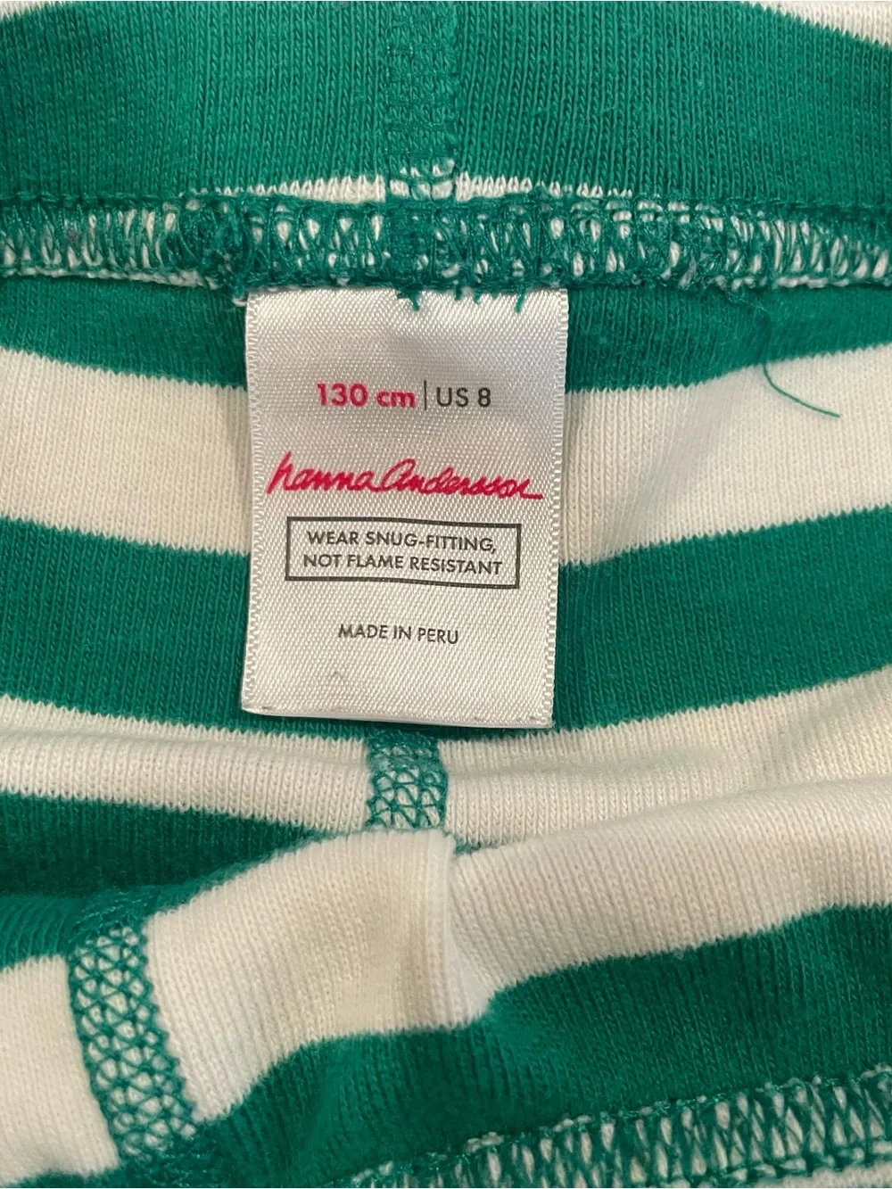 Hanna Andersson HannaJams Short John Pajama Set (Green Stripe) - Size 8 130